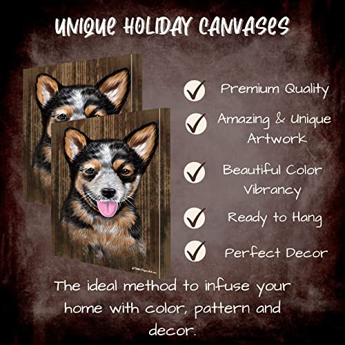 Doggie Of The Day Rustic Australian Cattle Dog Canvas Wall Art .75" Thick - Ready To Hang Room Decor - Unique Animal Printed Digital Painting Festive And Unique Decoration, 24"X36" - Cvsp95879 #TOP2