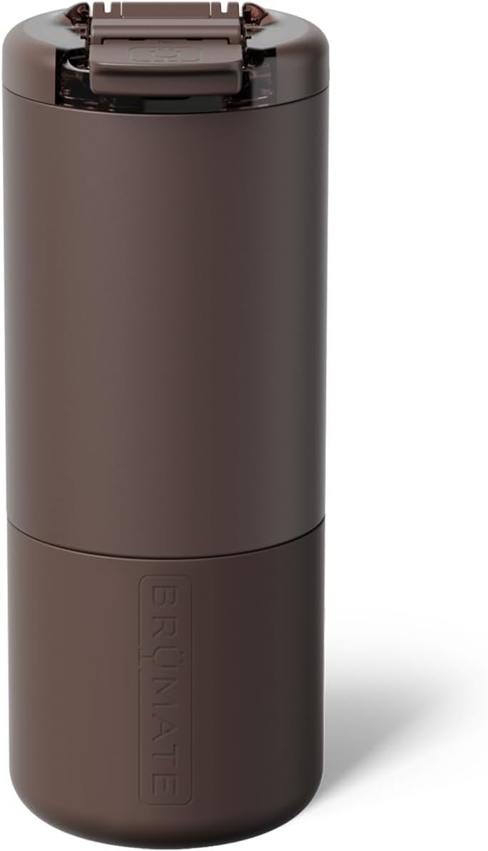 BrüMate Strova 18oz 100% Leakproof Insulated Coffee Mug | Ceramic-Lined Interior | Built-In Silicone Sleeve for Travel | Locking Flip Lid (Java)
