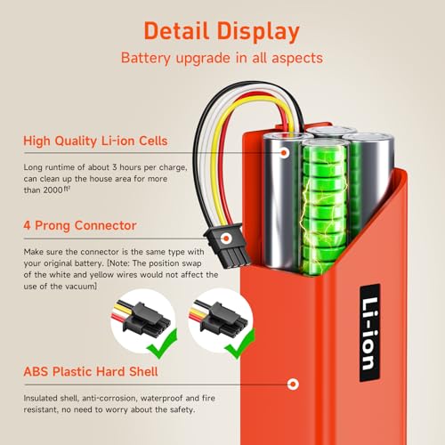 Batterie Roborock Xiaomi 14,4V 6500mAh par CITYORK pour modèles S8 S7 S6 Qrevo S Pro - 3