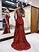 Women's Hot Pink Sparkly Sequin Prom Dress for Teens Mermaid Ball Gowns Long Formal Evening Cocktail Dress Size 6