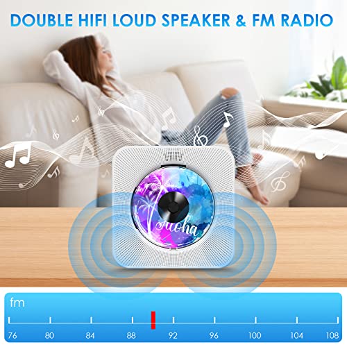 Image of Gueray Portable CD Player with Bluetooth, Desktop CD Music Players for Home Built-in Double HiFi Sound Speakers, Support AUX&USB FM Radio Cool Men's Christmas Birthday Gifts,Gifts for Music Lovers