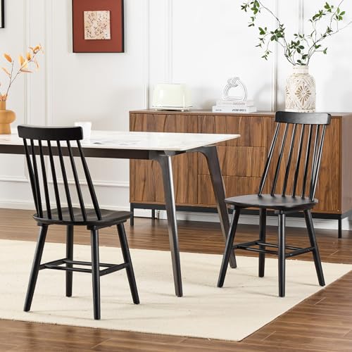 ATOMHOME Black Wooden Dining Chairs Set of 2