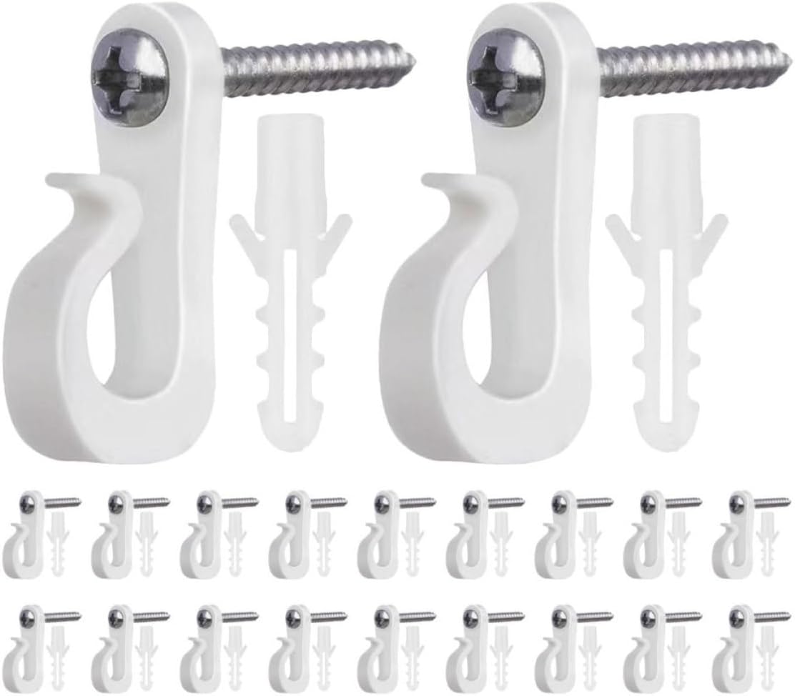 20 Set Plastic Light Hanger Hooks Screw Thread for Outdoor and Indoor Use, Easy Installation Abs Clips for Hanging Fairy Lights, Wind Chimes, and Patio Decorations Securely