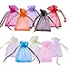 PandaHall- Lot de 100pcs Pochettes Cadeaux en Organza, 7x5cm Petits Sacs en Organza Sacs-Cadeaux de Bijoux avec Cordon de Serrage, Couleur mélangée