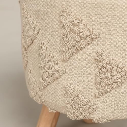 Image of APRODZ Printed Ottoman Stool Upholstered Foam Cushioned Pouffes for Living Room | Puffy Muddha Stool for Footrest & Sitting, Velvet Pouf Stool, Furniture for Home Decor, Office Set of 2(Cream)