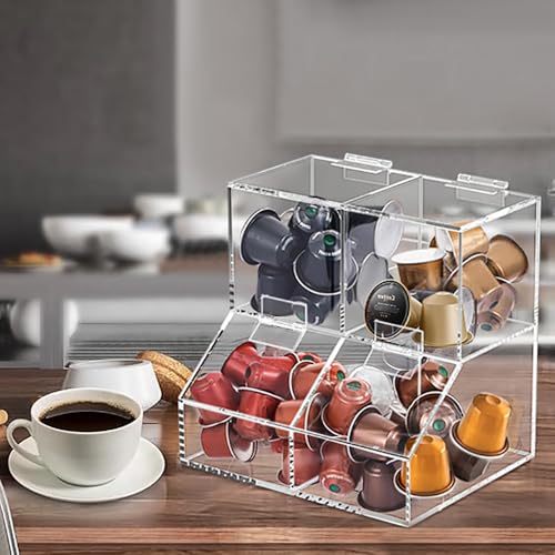 ONELUX 8611 Clear Countertop Storage for Coffee Capsules, Acrylic Holder Organizer, Coffee Filter Holder, Pods Holder for Counter