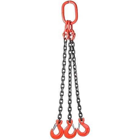 Chain Sling Three Leg with Grab Hooks Sling Chain Heavy Duty Lifting...