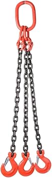 JTB Chain Sling Three Leg with Grab Hooks Sling Chain 3T Capacity Chain Slings for Lifting Used for Lifting Machinery, Buildings, Letaten Color 3 ton, Size Chain Length 1m