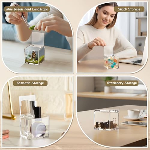 Image of Juexica 12 Pcs Clear Acrylic Boxes with Lid,Flip Style,1.97 x 1.97 x 1.97 | Clear Plastic Boxes with Lids for Organizing and Displaying Jewelry, Candy, Crystals, Crafts, Party Favors and Collectibles