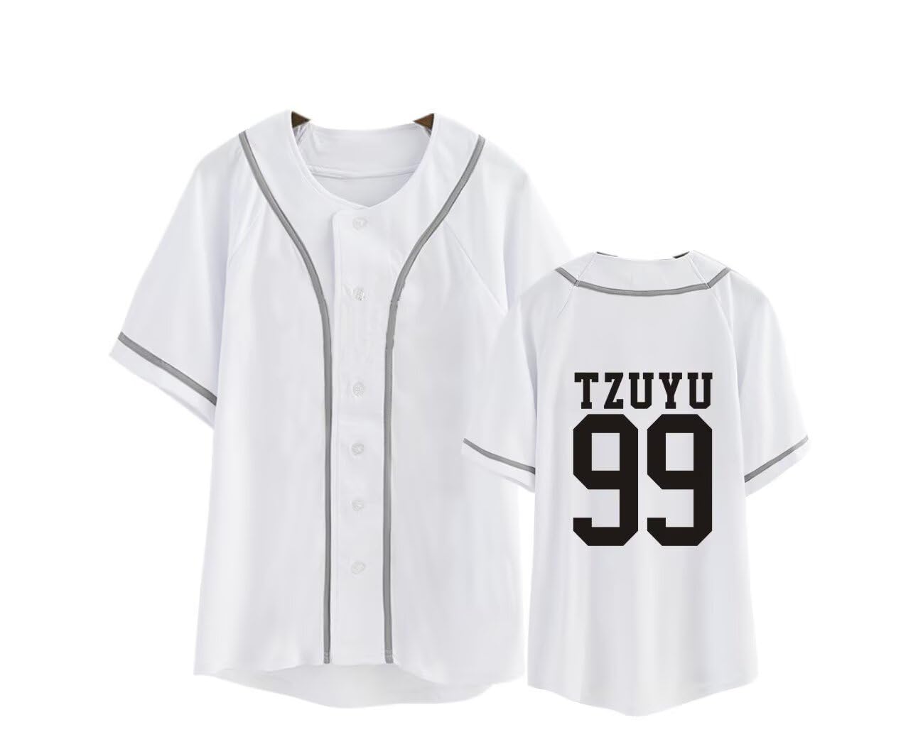 FUJUTANG Baseball Jersey Tzuyu Mina Momo Sana Dahyun Chaeyoung V Neck Hip-Hop T-Shirt