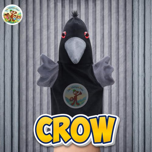 Image of Crow Hand Puppet for Kids | Soft Plush Animal Puppet | Storytelling, Role Play, Preschool Learning Toy | Interactive Educational Puppet for Boys & Girls