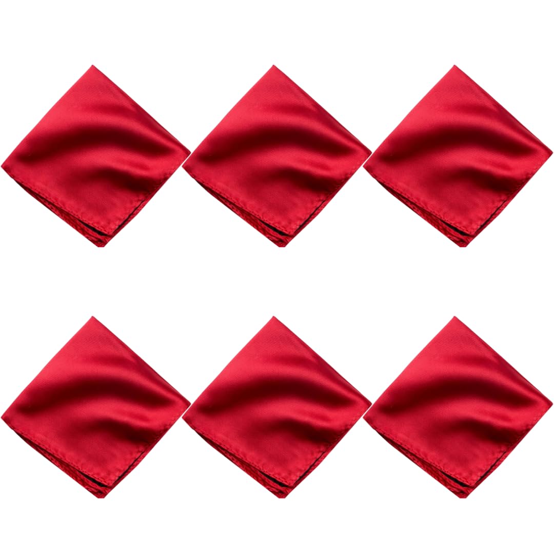 young arrow Satin Pocket Square for Men, Wedding Handkerchief for Suits, Blazers & Tuxedo, Men's Pocket Square Combo (Pack of 6) (Red)-picture-30