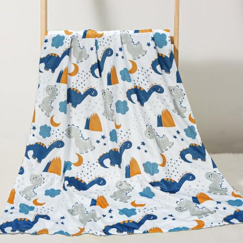 Image of Baby Blanket for Girls Boys Animal Minky Super Soft Double Layer Receiving Blanket with Dotted Backing for Newborns Nursery Stroller Receiving Toddlers Crib Bedding 30x40Inch (Cartoon Dinosaur)