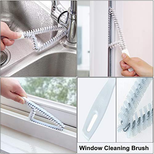 Window or Sliding Door Track Cleaning Brush, Tile Lines Brush,Window Blind Duster, 2-in-1 Windowsill Sweeper, Hand-held Groove Gap , 5 Pieces