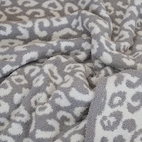 Luxury Wild Leopard Throw Blanket - Super Soft Cozy Cable Knitted Throw Blanket, Plush Polyester Blanket, Reversible Chic Blankets, Sweet Dreams Design For Bed, Sofa, Chair, Couch, Travel (Gray) #TOP2