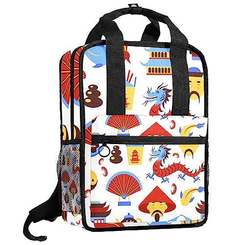 Sac à dos dragon chinois cartable scolaire fille garçon bretelles réglables 35cm