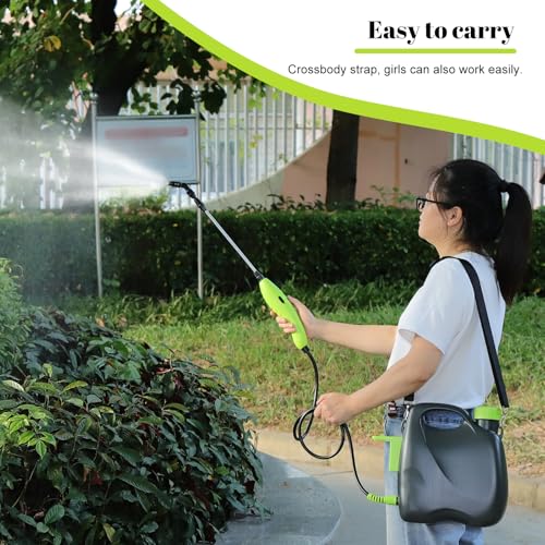 Electric Garden Sprayer,1.35Gallon/5L Battery Powered Garden Sprayer with Adjustable Shoulder Strap, 3 Mist Nozzles,for Lawn, Garden, Clean and Disinfect (Grey)