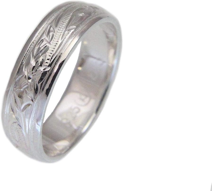 925 sterling silver Hawaiian plumeria flower scroll smooth edge 6mm band ring size 3-14