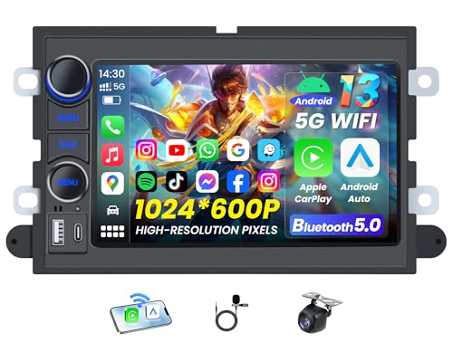 Image of Car Radio for Ford F150 Radio 2004-2008: 7 inch HD Touch Screen Stereo with Wireless Carplay Andriod Auto 5G WiFi GPS Bluetooth FM RDS SWC Mirror Link Free Camera