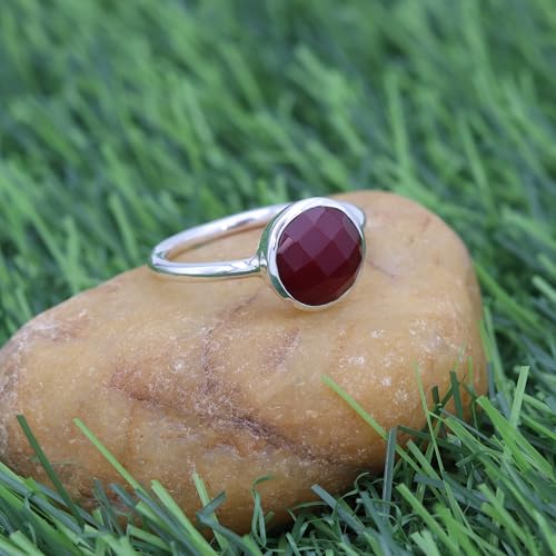 Bague en argent 925 et pierre rouge élégante, le cadeau d'anniversaire idéal
