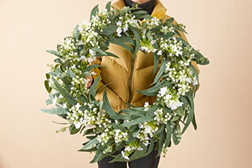24Inch Gypsophila Spring Wreath, Anna's Whimsy Spring Wreath For Front Door Flower Wreath For Door Decor Home Decor Wedding Decoration #TOP2