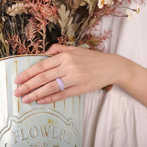 Image of Egnaro 4 /5 /8 Variety Multipack Ergonomic Breathable Bridal Rings Sets, 6mm Wide - 2mm Thick Rubber Wedding bands women, silicone Rings for her with Half Size