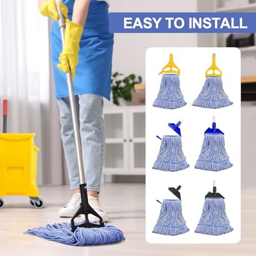 Image of 6 Pack Commercial Heavy Duty Mop Head Replacement for Rubbermaid, Industrial Wet Mop Head for Floor Cleaning, Cotton Looped End String Cleaning Mop Head Refill, Blue Mop