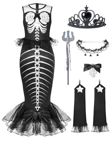 Spooktacular Creations Child Girl Mermaid Skeleton costume, Mermeid Costume for