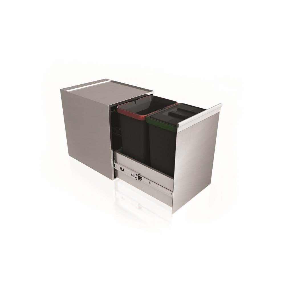 Pattumiera estraibile 2 secchi acciaio inox