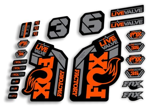 Fork Replacement Decal Sticker Compatibale for Fox 36 2021 Live Valve Series Orange Gray (Glossy)
