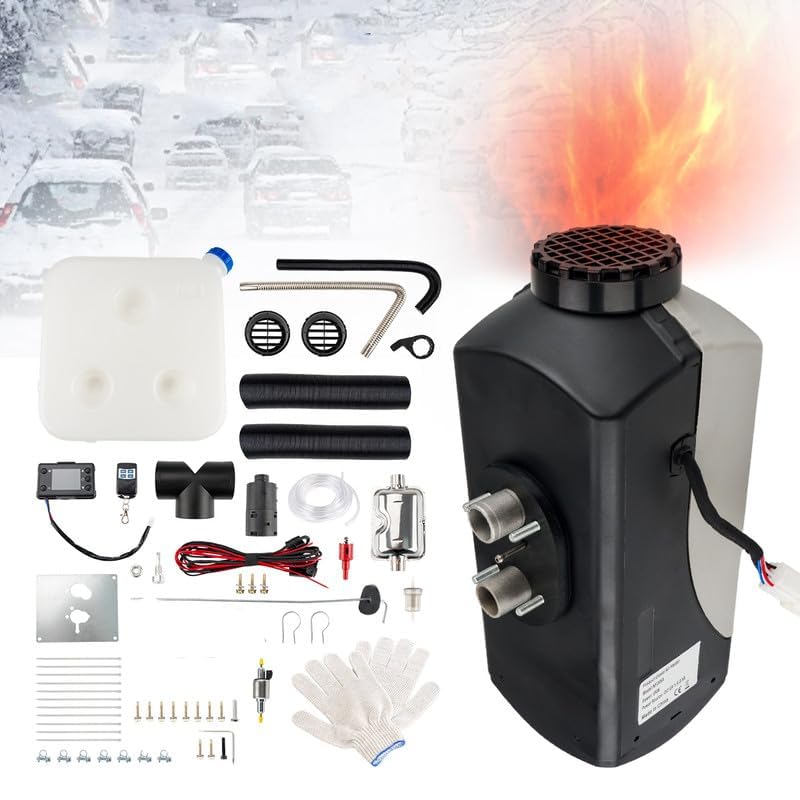 Chauffage Diesel 5 KW, réservoir 10 l, Chauffage à air Diesel Portable 12 V avec télécommande et écran LCD, Chauffage Rapide et Silencieux pour Camping-Car, remorque, Camping-Car et Bateau.