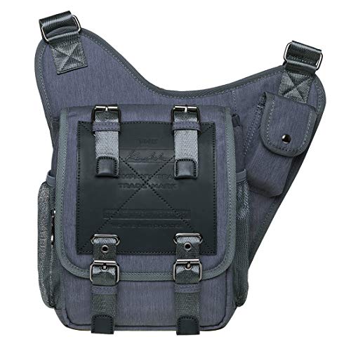 KAUKKO Mochila Vendimia en Casual Bolsa de Mensajero para Hombres (Gris-FH03-1) Cover
