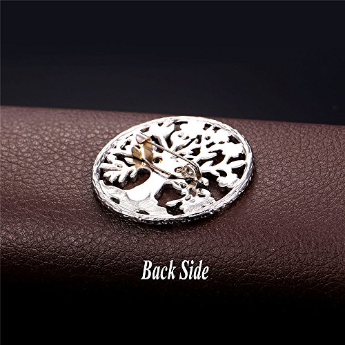 U7 Brooch Women Men Stainless Steel Tree Of Life Design Round Lapel Stick Pin For Hat,Bag,Suit #TOP4