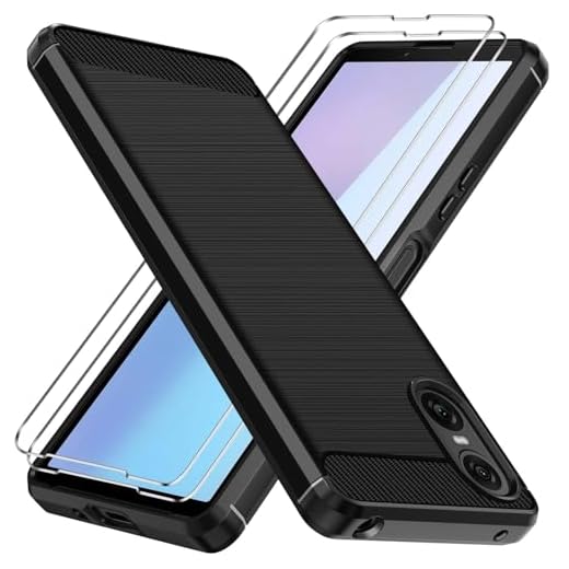 ivoler Hülle für Sony Xperia 10 VI mit 2 Stück Panzer Schutz Glas, Militärischer Stoßfest Handyhülle, Dünne Weiche TPU Silikon Kratzfest Schutzhülle Anti-Fingerabdruck Case, Schwarz