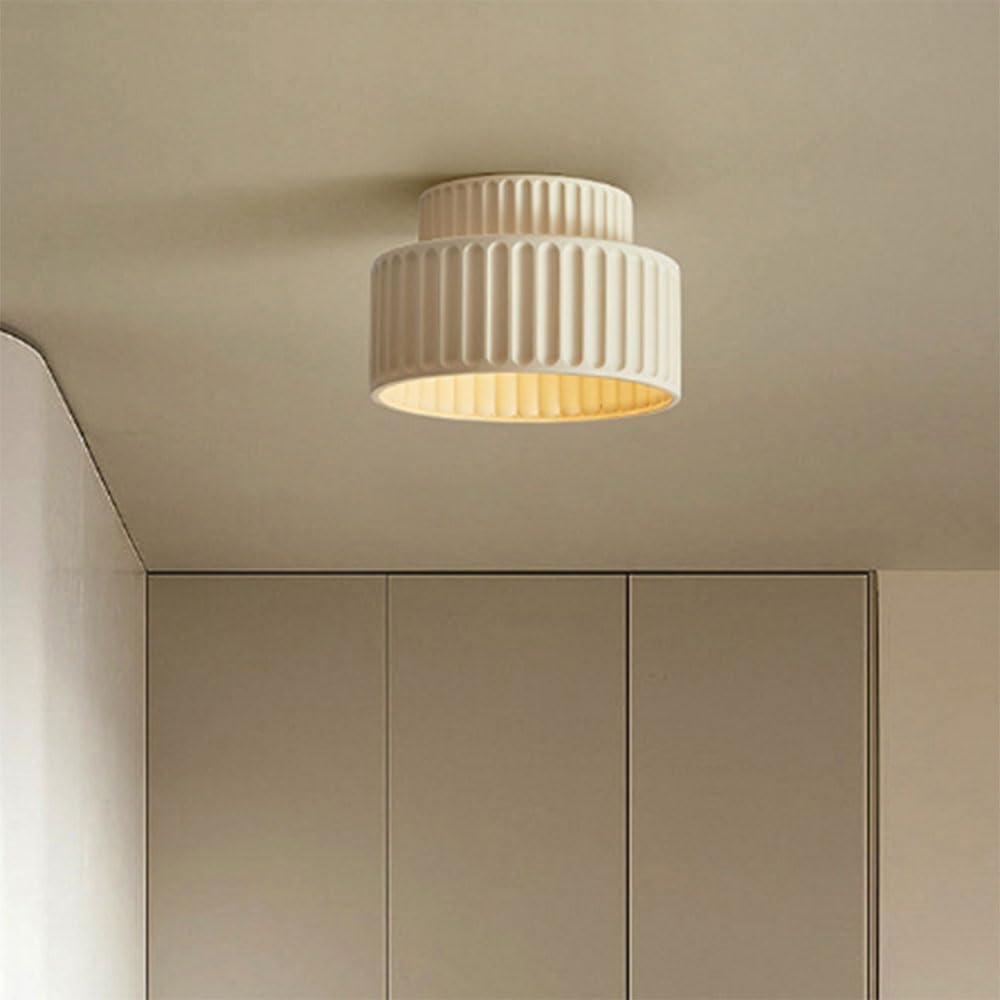 Lampa sufitowa z żywicy nordyckiej Wabi-Sabi Wpuszczana lampa sufitowa Kremowa w pobliżu opraw sufitowych E27 podstawowe oświetlenie sufitowe do szatni mieszkalnej Ganek (kawa mleczna)
