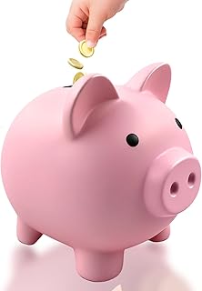 Rosa Sparschwein, Plastikspardose, Niedliche Münzen Sparbüchse,Geldbanken, Kleines Wechselschwein, Kleingeld Sparschwein für Kinder Jungen, Mädchen, und Erwachsene (L)