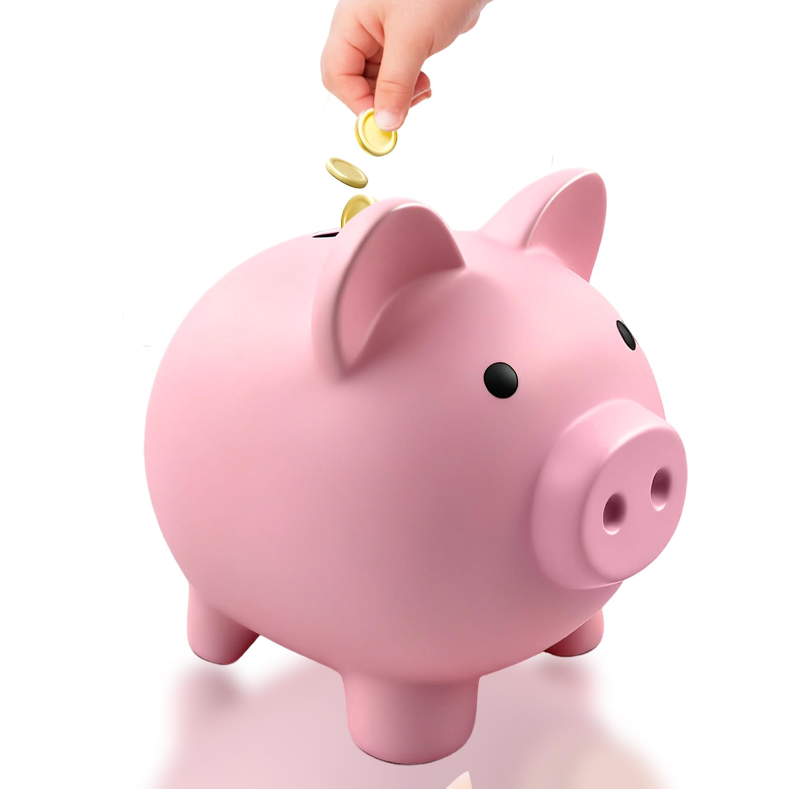 Pink Piggy Bank,Cute Piggy Banks for Kids, Cute Coin Cash Money Box,Unbreakable Plastic Money Bank, Change Savings Bank Fun Gift For Boys, Girls, Adults, Home Decoration (L)