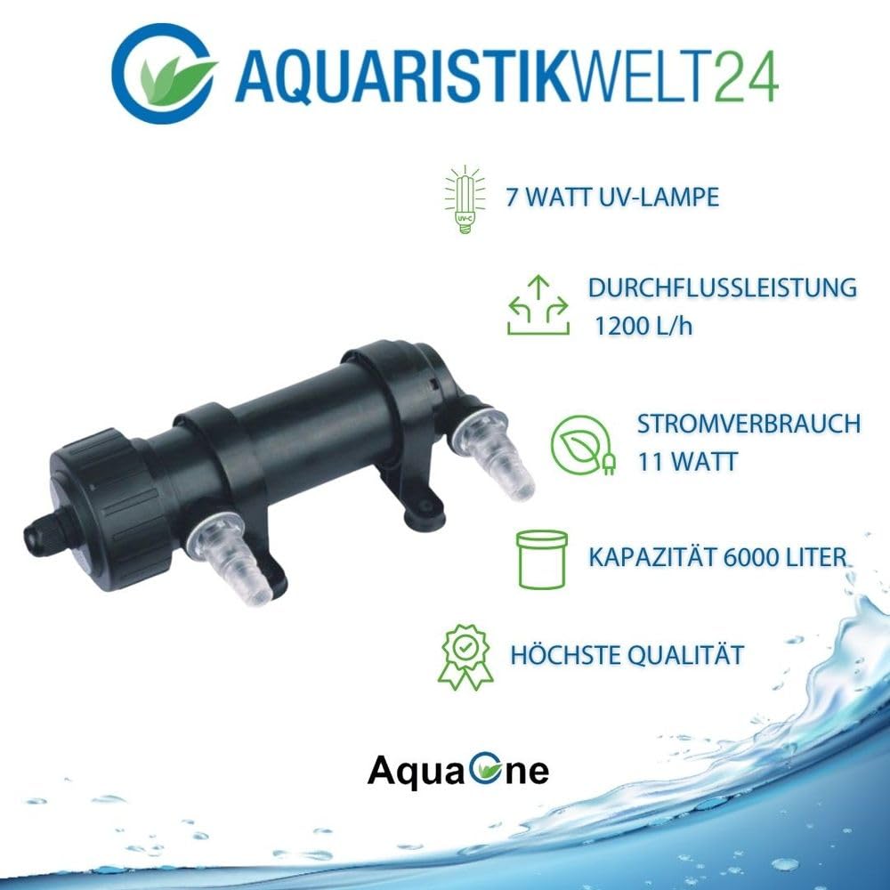 AquaOne Cuv 107 Uvc Wasserklärer 7 Watt Aquarium Teich Algenvernichter Klärer Uv Lampe Wasserklar Cleaner Aquarien