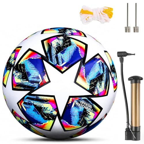 VOMI Nouveau Football à Vendre Ligue Taille Officielle 5, Ballons en Cuir But de Futbol Balle pour Adolescent et Adultes Match Formation, Professionnel World...