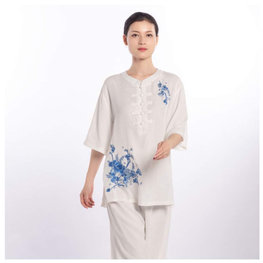 Tenue de Tai Chi anti-frottement blanche S ensemble unisexe ample contre la raideur en Kung Fu