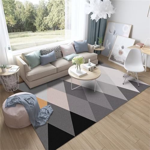 Tapis de salle à manger moderne géométrique gris salon et chambre