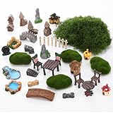 GGSTDDUP Fairy Garden Accessories, Miniature Garden Ornaments Landscape Mini Fairy Figures Animal Plant Set (32, Green)