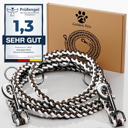 Handgemachte Hundeleine Aus Tau – Mit Hirschhorn, Karabiner, 3-fach Verstellbar, 2 M, Wasserfest
