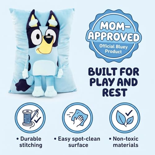 Image of Jay Franco Bluey Snuggle Pillow - Super Soft Plush Decorative Throw Pillow - Measures 15 Inches (Official Bluey Product)