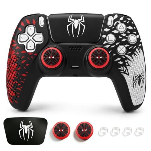 Image of Sounce PS5 Controller Silicone Cover Case | Anti-Slip Protective Skin for PlayStation DualSense | Scratch Resistant & Shock Proof | PS5 Controller Accessories | Red & White