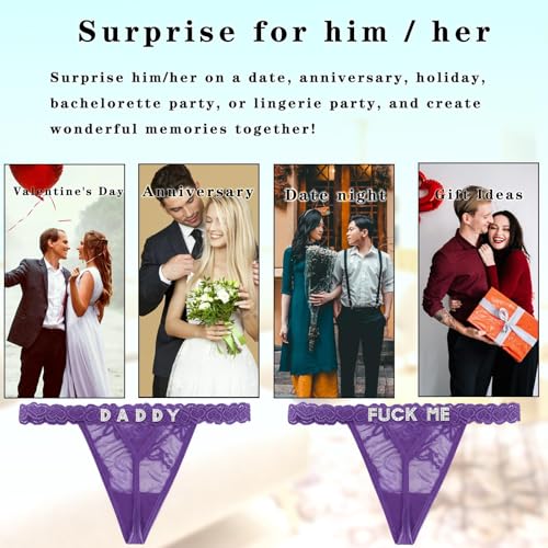 Image of Women's Personalized Thongs with Funny Rhinestone Letters, Custom Name Underwear Panties for Couples