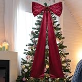 Christmas Giant Bow, ​19.7" x 46.1" Christmas Extra Large Bows Vintage Xmas Tree Bow Ornament for Home Fireplace Wedding Birthday Party Celebration Present