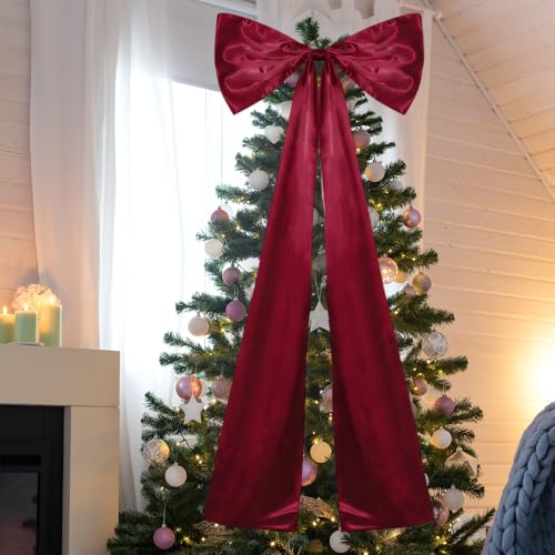 Christmas Giant Bow, ​19.7 x 46.1 Christmas Extra Large Bows Vintage Xmas Tree Bow Ornament for Home Fireplace Wedding Birthday Party Celebration Present