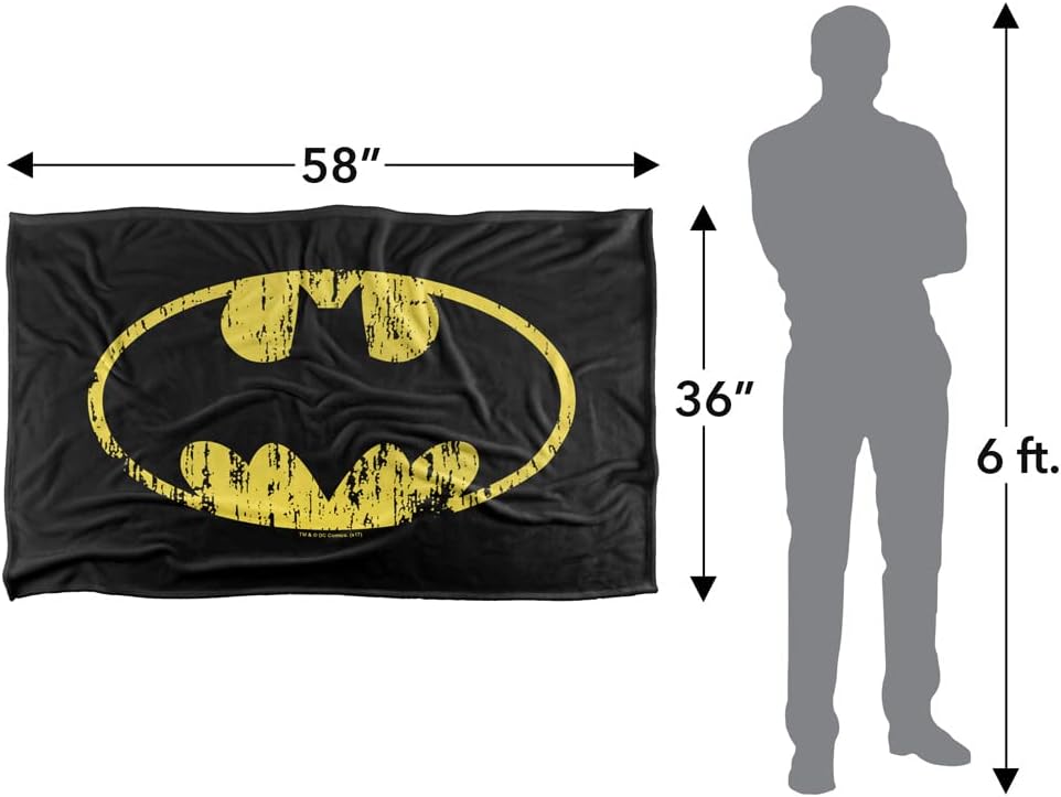 Batman Classic Logo Distressed Silky Touch Super Soft Throw Blanket 36" x 58",Classic Logo Distressed - Image 5