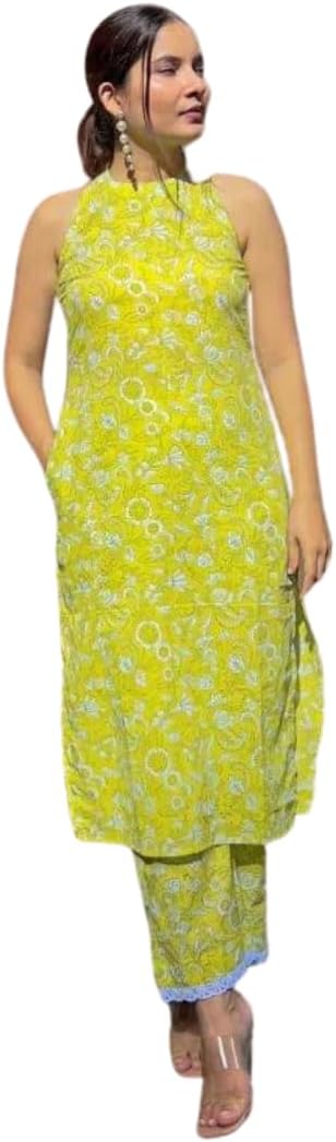 Leriya Fashion Women Rayon Knee Length Kurta Pant Set